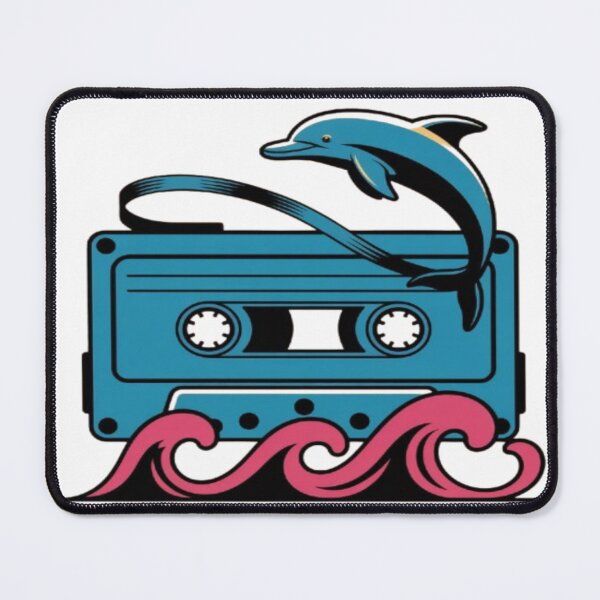 Item preview, Retro Cassette Tape with Dolphin and Waves designed and sold by DailySparks.