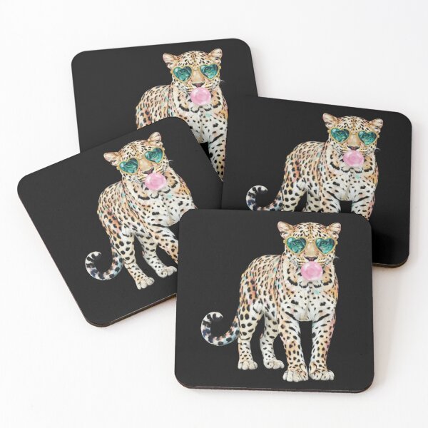 Item preview, Leopard With Heart Shades Pink Bubble Gum Design designed and sold by margamPagenberg.