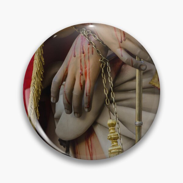Item preview, Close Up Of Jesus Statue With Blood-Streaked Hands, Red Robe, Chains And Gold Tassels designed and sold by Nmallia.