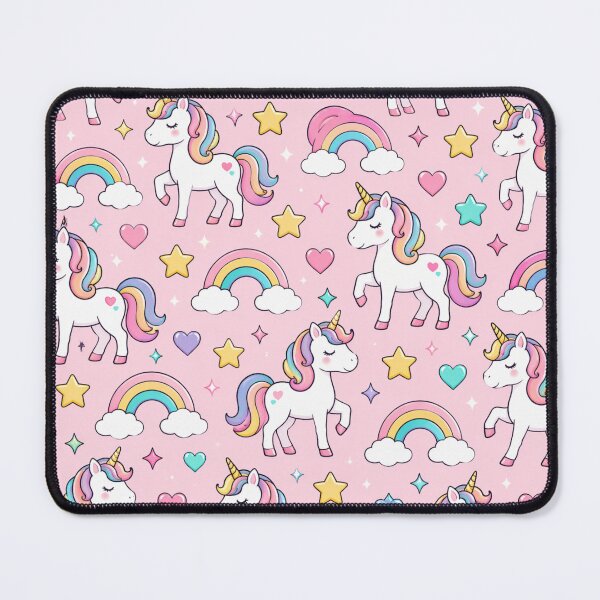 Item preview, Cute Kawaii Unicorn and Rainbow Pattern on Pink Background designed and sold by RushVibeWear.