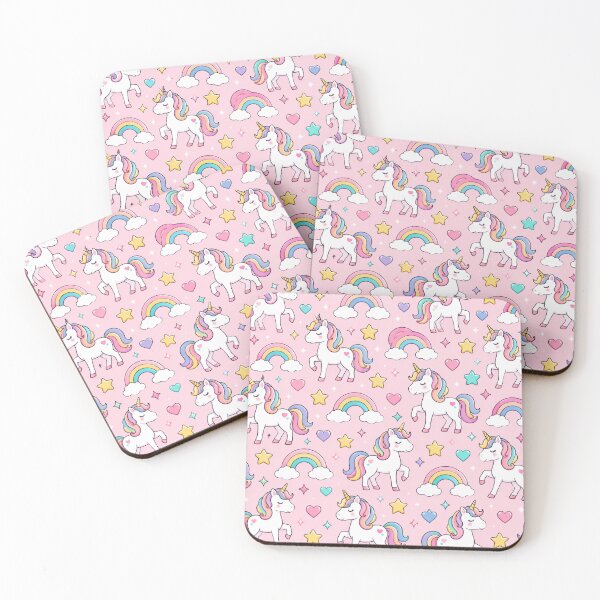 Item preview, Cute Kawaii Unicorn and Rainbow Pattern on Pink Background designed and sold by RushVibeWear.