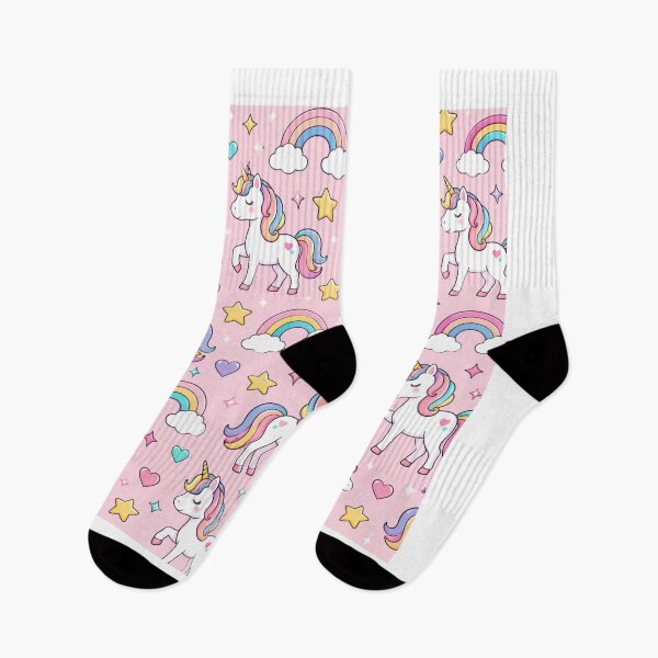 Item preview, Cute Kawaii Unicorn and Rainbow Pattern on Pink Background designed and sold by RushVibeWear.