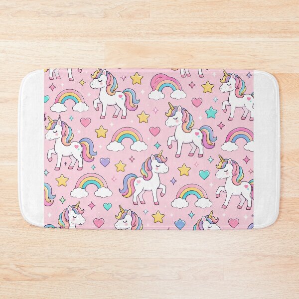 Item preview, Cute Kawaii Unicorn and Rainbow Pattern on Pink Background designed and sold by RushVibeWear.