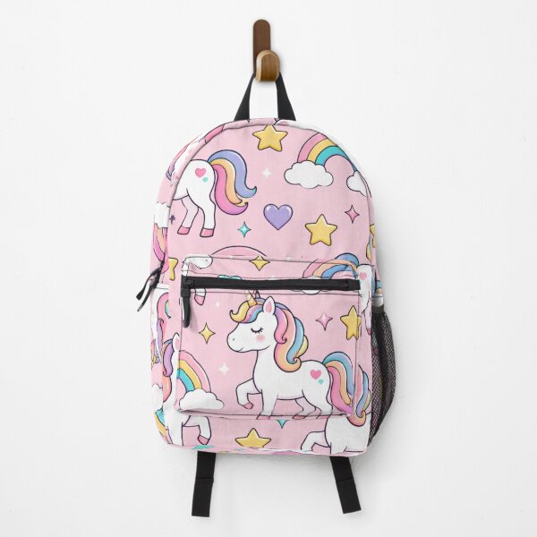 Item preview, Cute Kawaii Unicorn and Rainbow Pattern on Pink Background designed and sold by RushVibeWear.