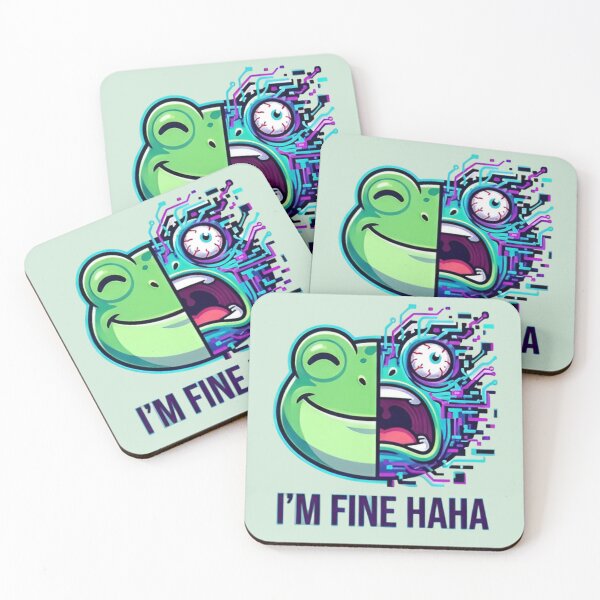 Item preview, “I’m Fine Haha” Frog Meme Shirt – Funny Anxiety Frog Split Face Emotional Chaos Tee designed and sold by ZyxDes.
