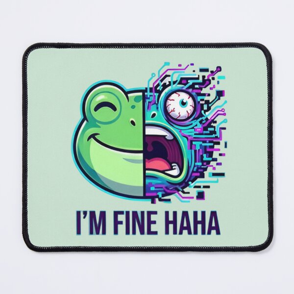 Item preview, “I’m Fine Haha” Frog Meme Shirt – Funny Anxiety Frog Split Face Emotional Chaos Tee designed and sold by ZyxDes.