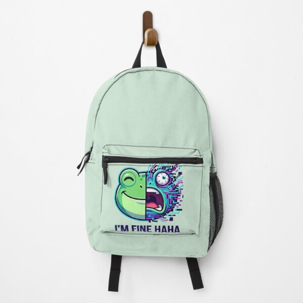 Item preview, “I’m Fine Haha” Frog Meme Shirt – Funny Anxiety Frog Split Face Emotional Chaos Tee designed and sold by ZyxDes.