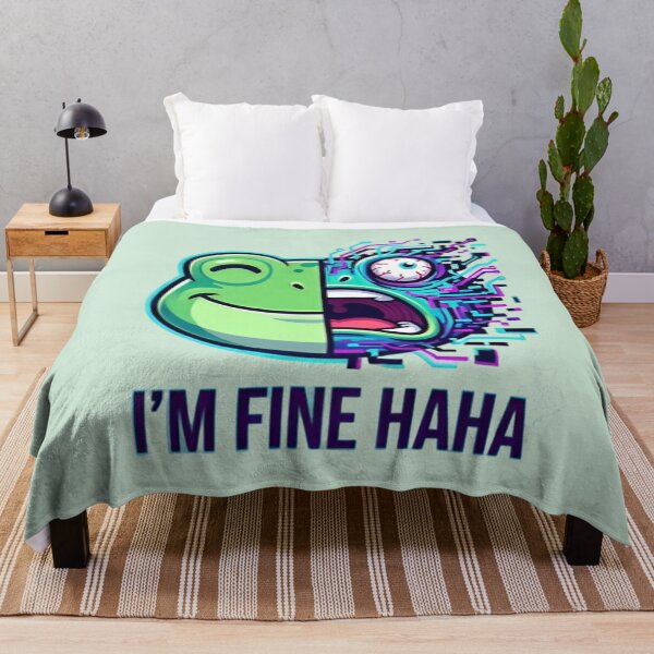 Item preview, “I’m Fine Haha” Frog Meme Shirt – Funny Anxiety Frog Split Face Emotional Chaos Tee designed and sold by ZyxDes.