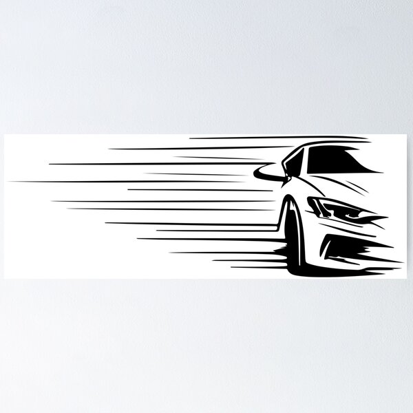 Item preview, Bold, high-contrast line art of a car racing forward with sweeping streaks to convey rapid motion. Ideal for topics on speed, transportation designed and sold by Dejbar.