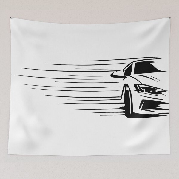 Item preview, Bold, high-contrast line art of a car racing forward with sweeping streaks to convey rapid motion. Ideal for topics on speed, transportation designed and sold by Dejbar.