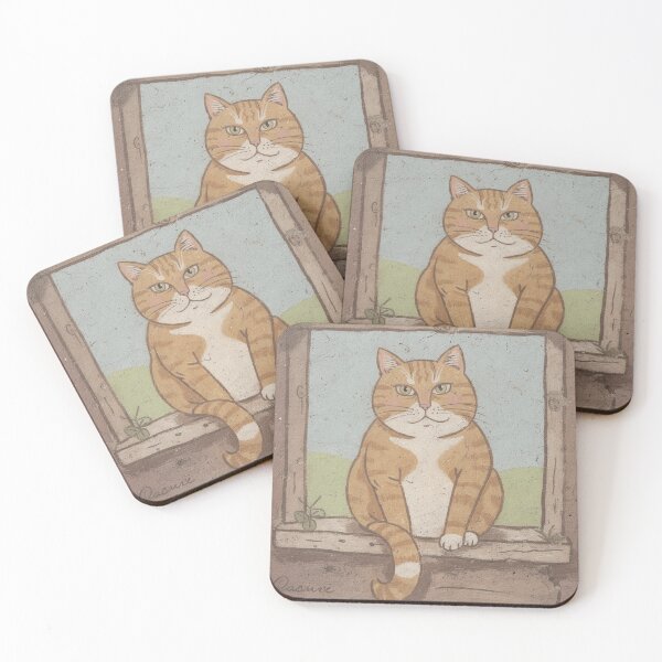 Item preview, Judgmental Ginger Cat Portrait - Folk Art designed and sold by PictorialWhimsy.
