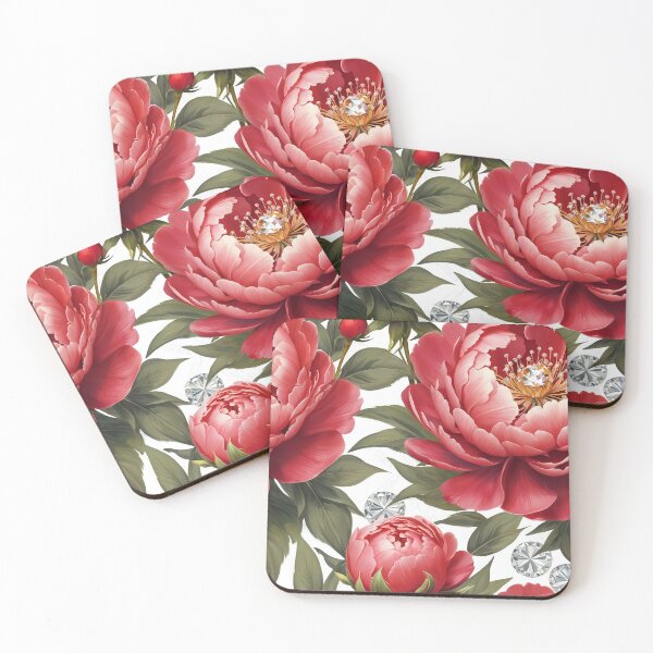 Item preview, Red and White Peonies Floral Seamless Pattern designed and sold by Leylita Design.
