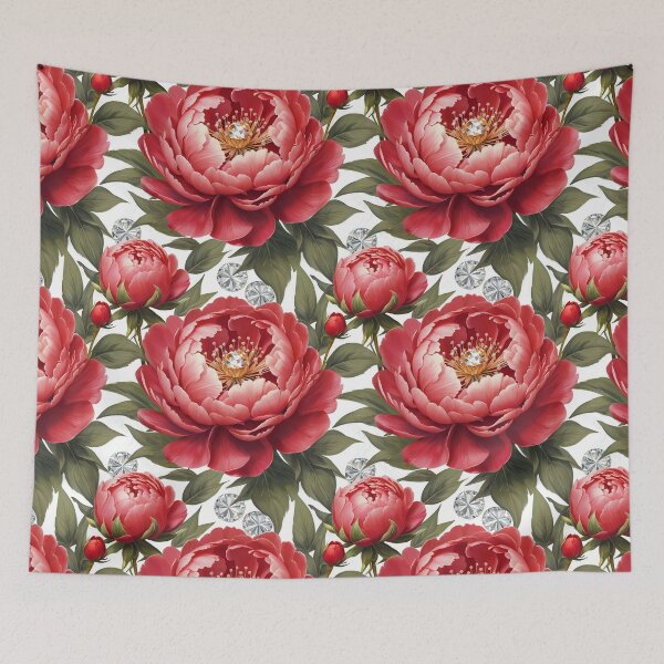 Item preview, Red and White Peonies Floral Seamless Pattern designed and sold by Leylita Design.