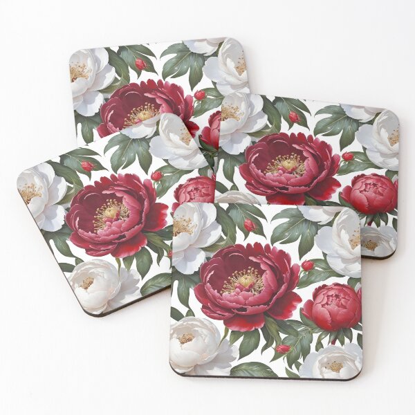 Item preview, Red and White Peonies Floral Seamless Pattern designed and sold by Leylita Design.