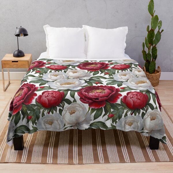 Item preview, Red and White Peonies Floral Seamless Pattern designed and sold by Leylita Design.