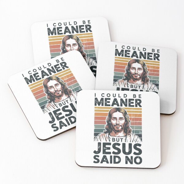 Item preview, I Could Be Meaner But Jesus Said No – Vintage Retro Portrait Christian T-Shirt V2 designed and sold by DarylWelsh2024.