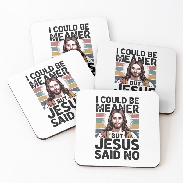 Item preview, I Could Be Meaner But Jesus Said No – Vintage Retro Portrait Christian T-Shirt V3 designed and sold by DarylWelsh2024.