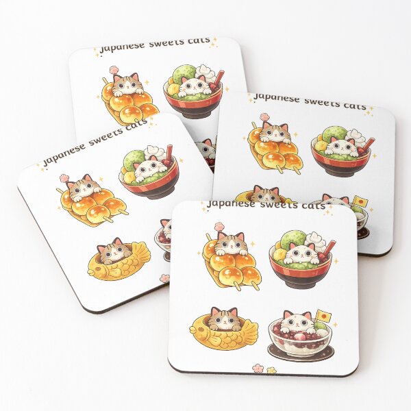 Item preview, Japanese Sweets Cats | Cute Kawaii Dessert Cat Collection | Dango Matcha Taiyaki designed and sold by Monchatra.