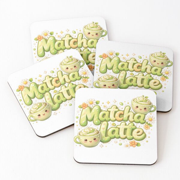 Item preview, Sweet Matcha Latte Kawaii - 3D Bubble Lettering & Cute Tea Friends designed and sold by BrewmarkStudio.