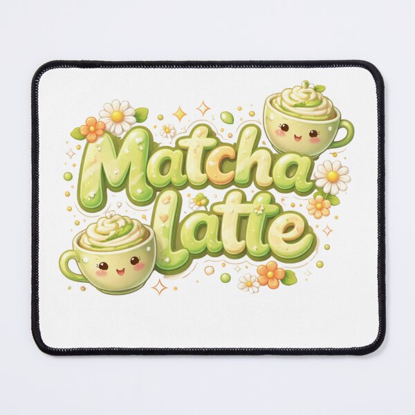 Item preview, Sweet Matcha Latte Kawaii - 3D Bubble Lettering & Cute Tea Friends designed and sold by BrewmarkStudio.