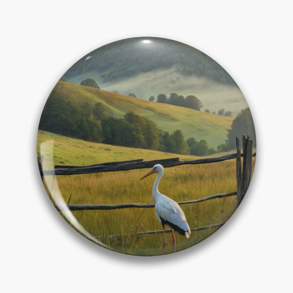 Item preview, Bieszczady Countryside – Peaceful Valley with Stork at Sunrise designed and sold by LONE SPIRIT CO..