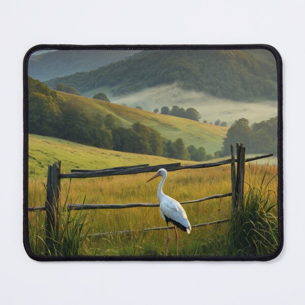 Item preview, Bieszczady Countryside – Peaceful Valley with Stork at Sunrise designed and sold by LONE SPIRIT CO..