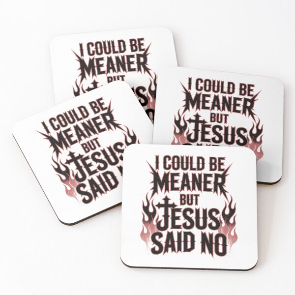 Item preview, I Could Be Meaner But Jesus Said No – Bold Rock Dark Christian T-Shirt V3 designed and sold by DarylWelsh2024.