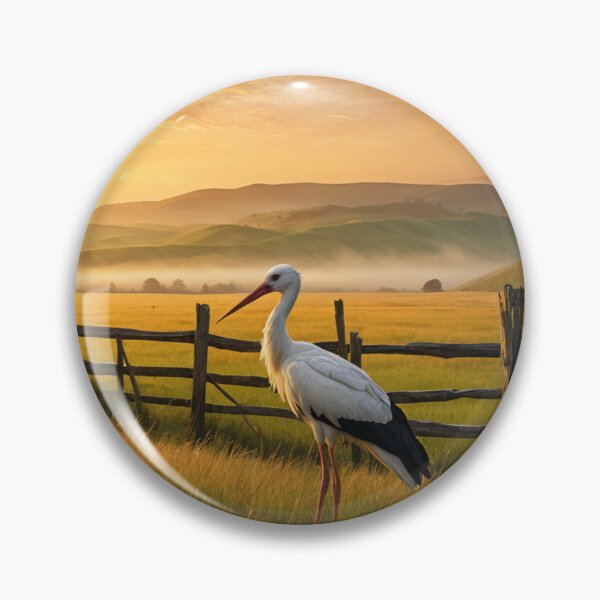 Item preview, Bieszczady Countryside – Peaceful Valley with Stork at Sunrise designed and sold by LONE SPIRIT CO..