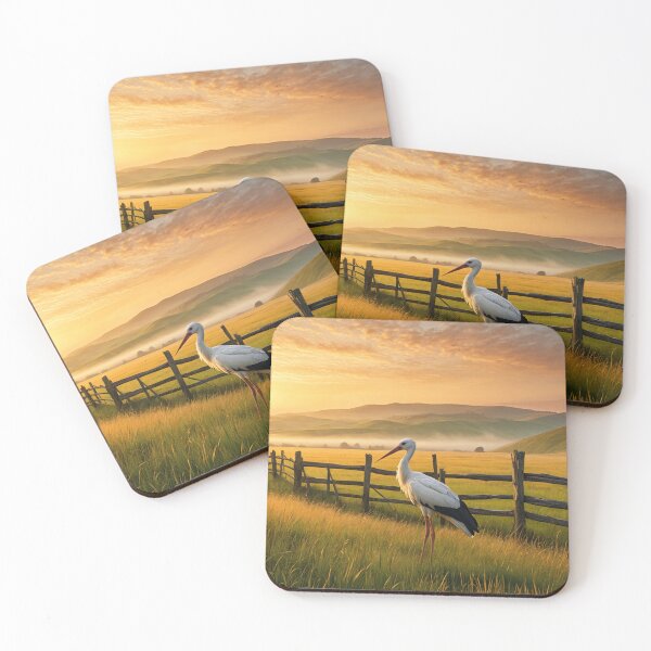 Item preview, Bieszczady Countryside – Peaceful Valley with Stork at Sunrise designed and sold by LONE SPIRIT CO..