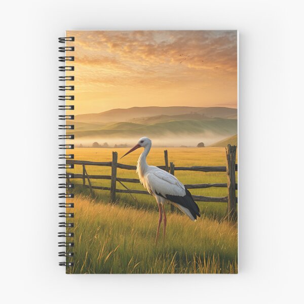 Item preview, Bieszczady Countryside – Peaceful Valley with Stork at Sunrise designed and sold by LONE SPIRIT CO..