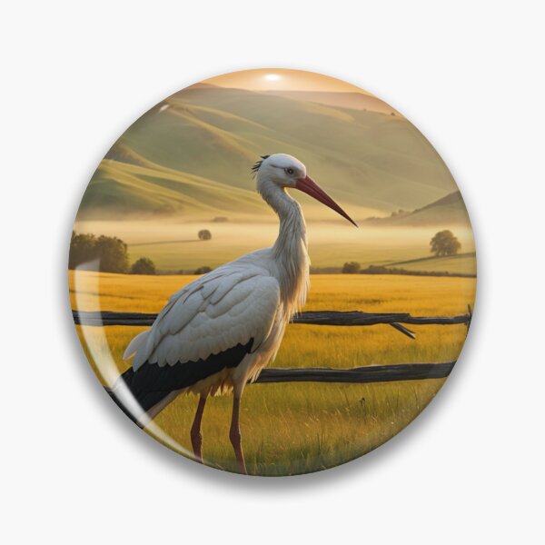 Item preview, Bieszczady Countryside – Peaceful Valley with Stork at Sunrise designed and sold by LONE SPIRIT CO..
