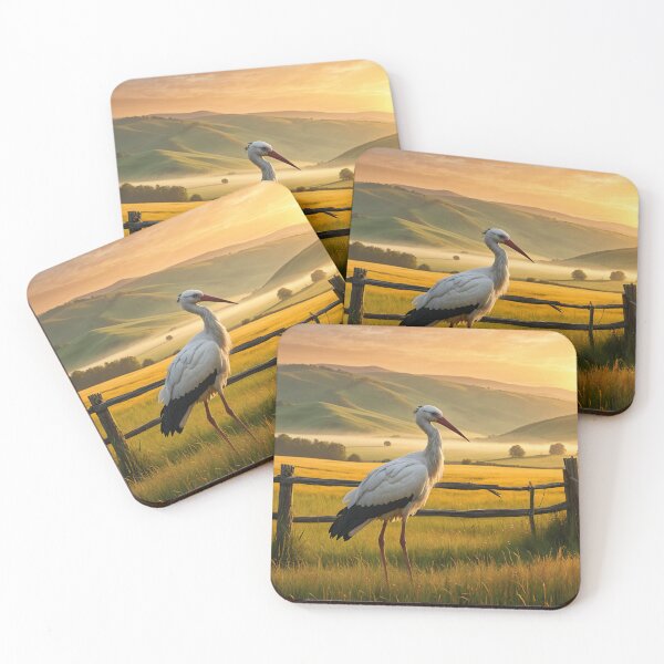 Item preview, Bieszczady Countryside – Peaceful Valley with Stork at Sunrise designed and sold by LONE SPIRIT CO..