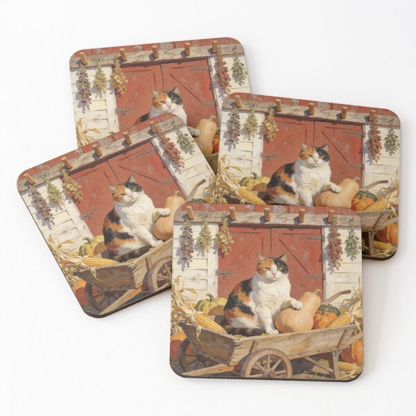Item preview, Harvest Cat Folk Art - Primitive Autumn Portrait designed and sold by PictorialWhimsy.