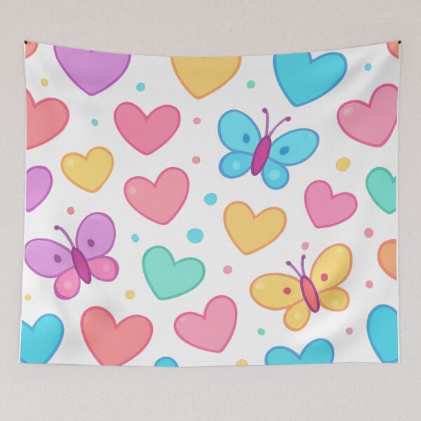 Item preview, Heart and butterfly pattern designed and sold by uunaa.