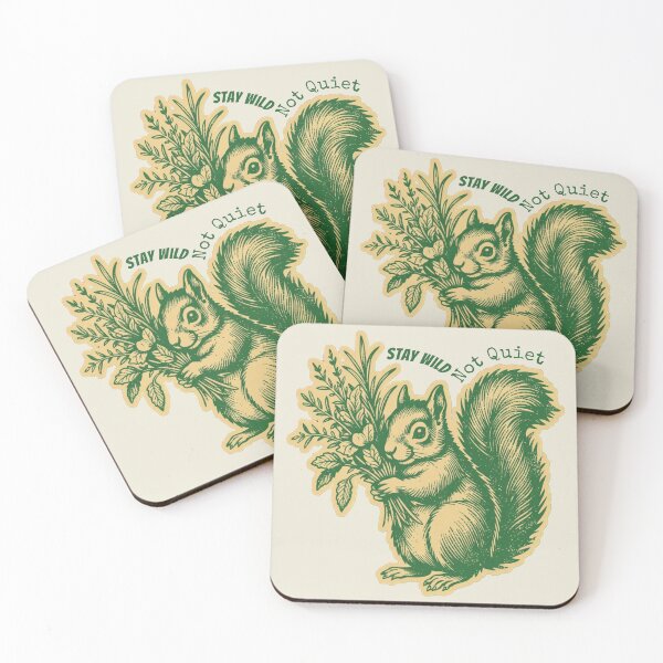 Item preview, Stay Wild Not Quiet Squirrel Vintage Botanical Art designed and sold by AlexandraSand.