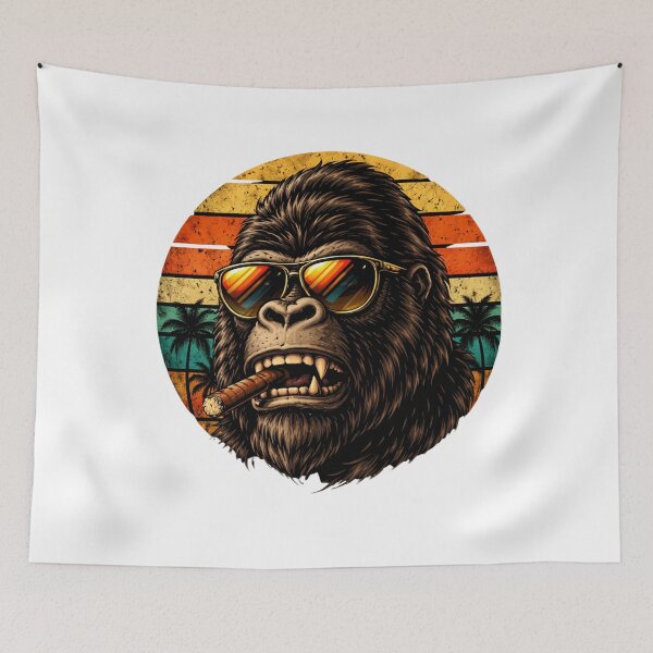 Item preview, Vintage Gorilla with Sunglasses Retro Sunset Cool Ape Graphic T-Shirt Funny Animal Streetwear Design designed and sold by Wear Sculpt.