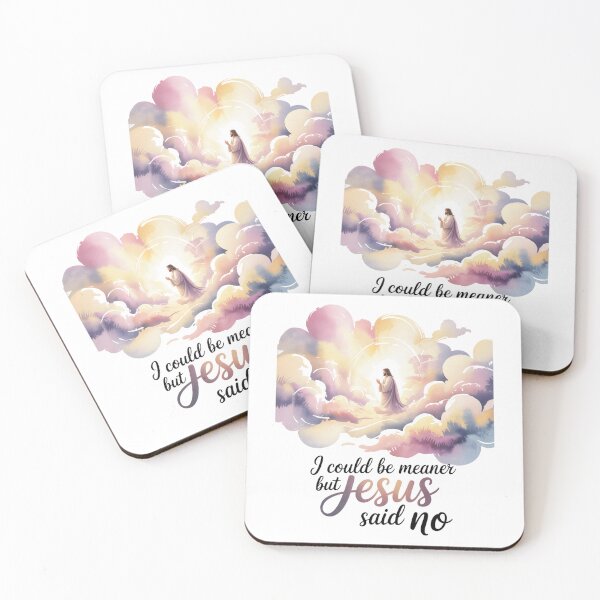 Item preview, I Could Be Meaner But Jesus Said No – Soft Watercolour Christian T-Shirt V3 designed and sold by DarylWelsh2024.