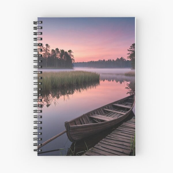 Item preview, Masurian Lakes Sunrise – Peaceful Mazury Landscape with Boat designed and sold by LONE SPIRIT CO..