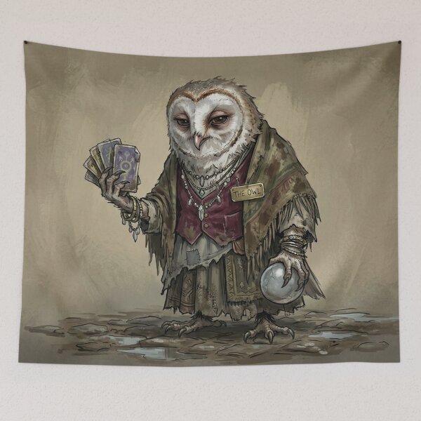 Item preview, The Burned-Out Festival Mystic | Weary Tarot Owl Art designed and sold by Englandbear.
