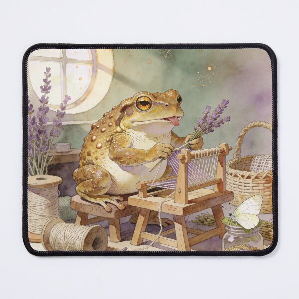 Item preview, Cottagecore Toad Weaving - Cozy Frog Art designed and sold by PictorialWhimsy.