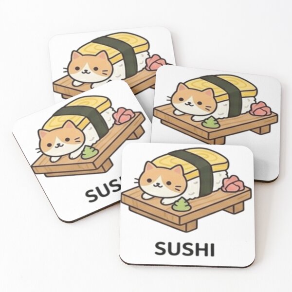 Item preview, Sushi Cat Sticker – Cute Cat Sushi Funny Japanese Food Design designed and sold by Velora Design .