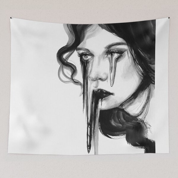 Item preview, Woman Face Melting - Black Ink  designed and sold by Ibreathart.