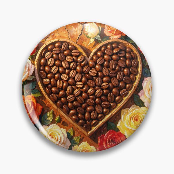 Item preview, Heart-Shaped Coffee Beans with Colorful Roses designed and sold by Marcu Ioachim.