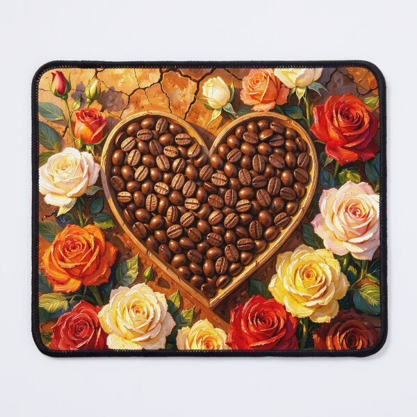 Item preview, Heart-Shaped Coffee Beans with Colorful Roses designed and sold by Marcu Ioachim.
