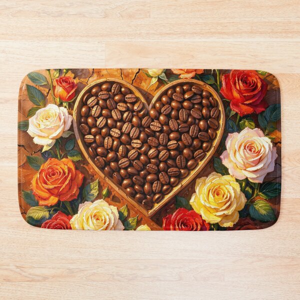 Item preview, Heart-Shaped Coffee Beans with Colorful Roses designed and sold by Marcu Ioachim.
