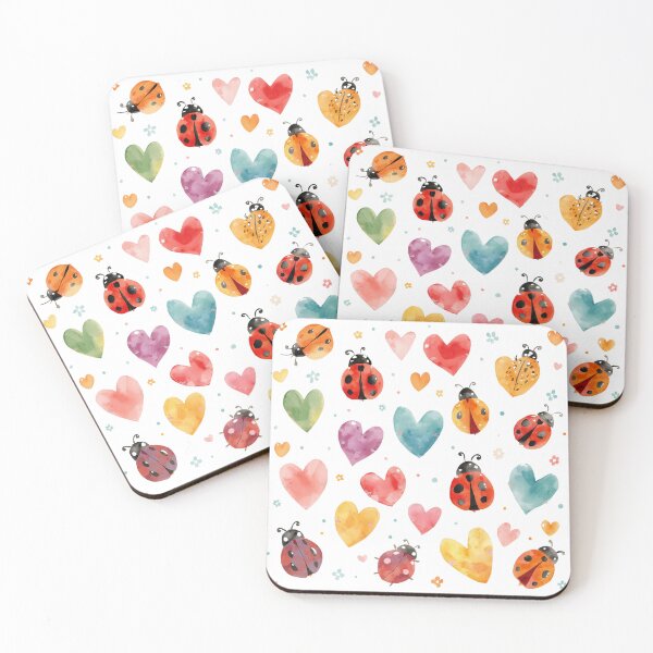 Item preview, Heart and ladybug pattern designed and sold by uunaa.