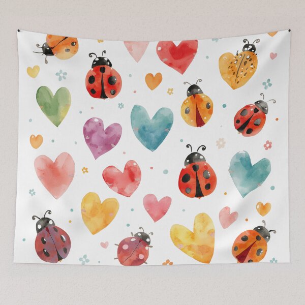 Item preview, Heart and ladybug pattern designed and sold by uunaa.