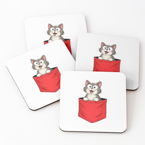 Item preview, Funny Cat in Pocket Cartoon Illustration designed and sold by infinitearte.