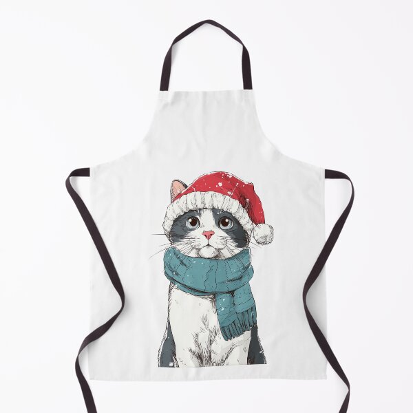 Item preview, Cute cat wearing Santa hat and scarf in winter holiday illustration on dark background designed and sold by khemjiraphoto.