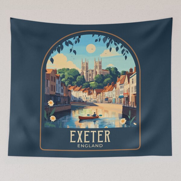 Item preview, Exeter Vintage Travel Illustration designed and sold by HomeLivingCo.